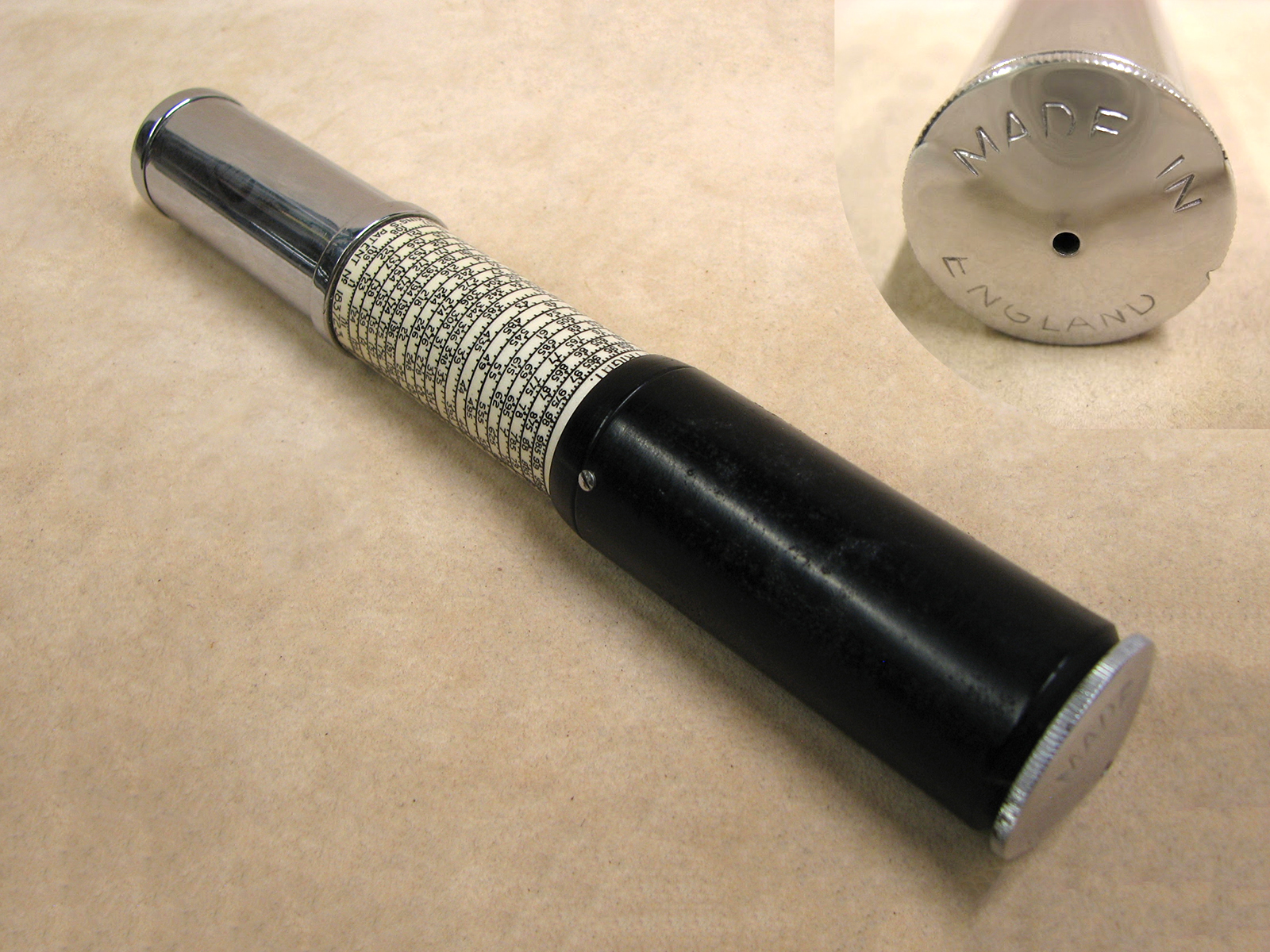 Late 1940's Otis King model K type B cylindrical slide rule calculator